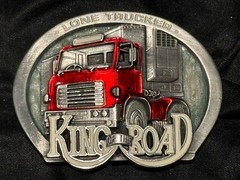 Vintage King of the Road Lone Trucker Red Artic Truck Driver Belt Buckle 1990