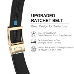 GAEKEAO Ratchet Belt for Men 28&Prime;-44&Prime; Waist Adjustable, Basic Gold – Black