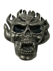 Skull Flaming Belt Buckle Fire Tattoo Goth Tribal Large Skeleton Scary Novelty