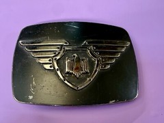 Thunderbird Shield Wings Crest Logo Enameled Belt Buckle Chrome Brand #6172