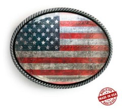 American Flag Metal Industrial USA Grunge Handmade Artisan Belt Buckle