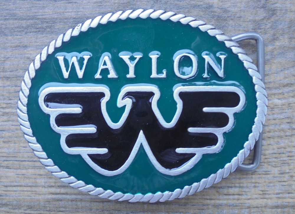 Waylon Jennings Flying W Green Enamel Background w/Black enamel eagle