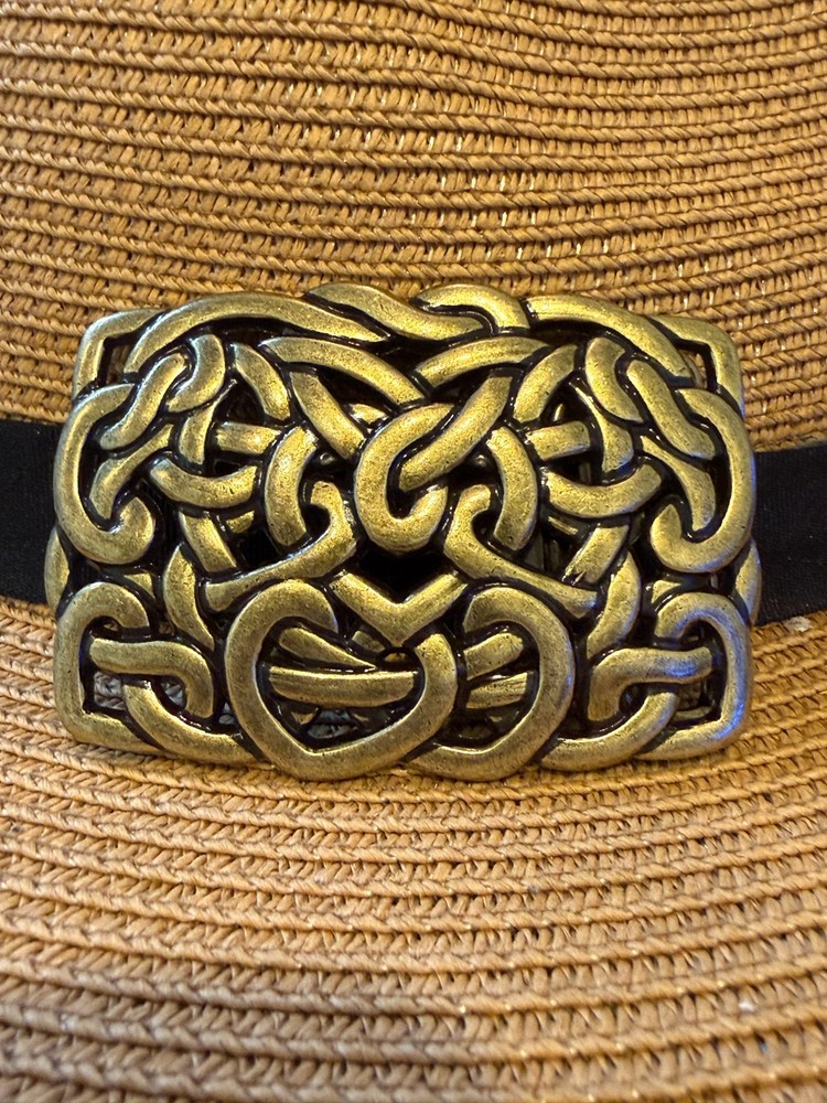 Antiqued Bronze Rectangle Celtic Pattern Belt Buckle