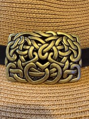 Antiqued Bronze Rectangle Celtic Pattern Belt Buckle
