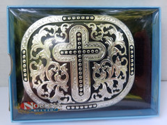 Nocona Belt Co Western Style 3703636 Belt Buckle Silver Tone Cross 4&Prime; x 3.5&Prime; NEW