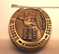 M.J. Mackenzie Hooves of History 2000 Cattle Drive Belt Buckle Cochrane, Alberta