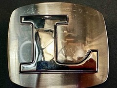 Custom Initial Letter L Silver Tone Outlined Reflective Men Women Belt Buckle