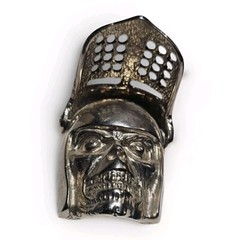 Vintage Knights Helmet & Skull BELT BUCKLE Medieval Armor Heavy Silver-Tone