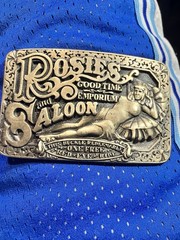 Award Design Medals Inc Brass Rosie’s Saloon Plate Buckle Engraved 1.5in