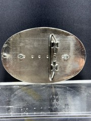 Ladies Western Oval Silver Tone Belt Buckle Black Inlay With Abalone