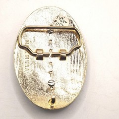 Western Floral Belt Buckle Gold Black Oval 30x40mm Gemstone Setting Made in USA