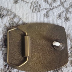 VINTAGE 1970s PIG FARM ANIMAL ARTWORK MENS BRASS BELT BUCKLE