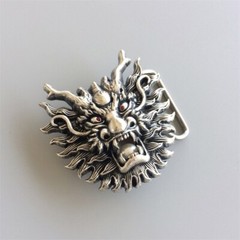 Vintage Silver Plated Imitate Plastic Peal Rhinestones Dragon Belt Buckle
