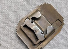1950s vintage VERITHIN belt buckle « W » high school BRASS giant grip WESTERN