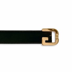 Gucci Gg Logo Buckle Leather Belt Brown Gold Hardware Made In Italy