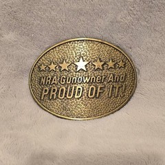 Vintage Norman Foundry NRA Gunowner And Proud Of It Belt Buckle Brass Made n USA