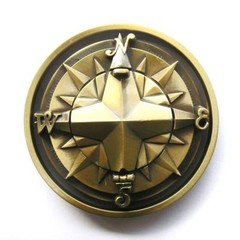 Compass 3D Star Bronze Plated Belt Buckle