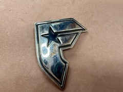 Famous Stars and Straps F Logo Belt Buckle Silver Black Metal Y2K