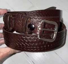 Boston 1.75” Garrison Dark Brown Leather Silver Buckle Belt Made In USA Sz 50
