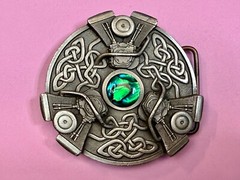 Celtics Knot with Centered Green Stone Gothic Punk 2005 Bergamot Belt Buckle