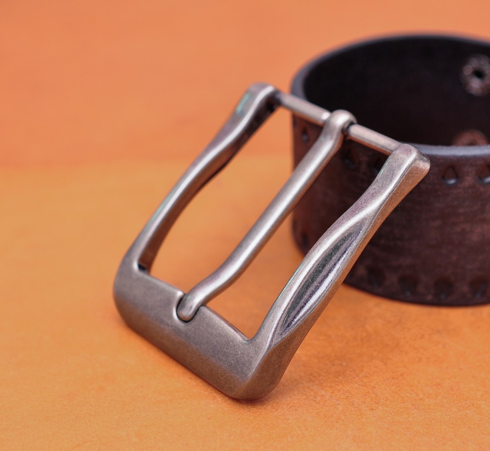 40mm Antique Silver Casual Men Pin Waist Leather Single Prong Clips Belt Buckle
