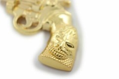 New Men Women Buckle Gold Metal Western Cowboy Pistol Revolver Gun Weapon Skull