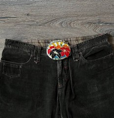 Vintage Dsquared2 big metal buckle with floral for Belt western Y2K 2000s Hawaii