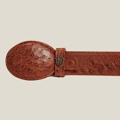 Genuine Exotic Full Quill Ostrich Skin Western Belt with Removable Buckle-Cognac