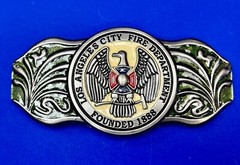 LA Los Angeles Fire Department 1888 Silver TFJ LARGE 6&Prime; Wide Belt Buckle