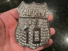 CALIFORNIA U.S. 10 HIGHWAY THEME BELT BUCKLE COVERED IN CRYSTALS GW-17