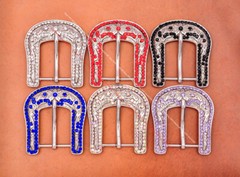 30mm Bling Silver Western Cowboy Black Rhinestone Crystal 3PCS Set Belt Buckle
