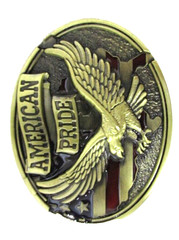 American Pride Eagle and Flag Patriotic Western Belt Buckle