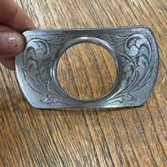 Men&rsquo;s Western Silver Tone Floral Engraved Metal Frame Belt Buckle Fits 1.5&Prime;