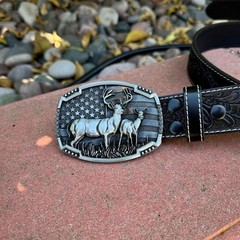 Western Belt Buckles for Men Cowboy Belt Buckle American Patriotic Belt, Deer