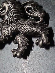Belt Buckle Silver Tone Lion Heraldic Retro Vintage