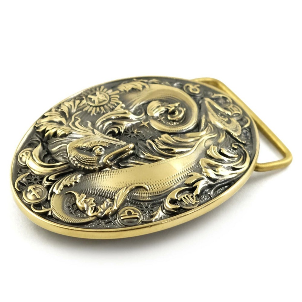 Pisces belt buckle, Horoscope Astrological Zodiac Sign solid brass belt buckle