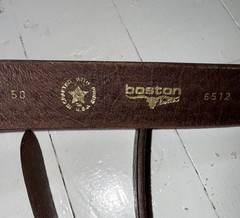 Boston 1.75” Garrison Dark Brown Leather Silver Buckle Belt Made In USA Sz 50