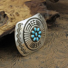 Rosco Scott Turquoise Sterling Silver Overlay Belt Buckle