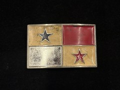 Vintage rectangular metal belt buckle Panamanian flag design RARE