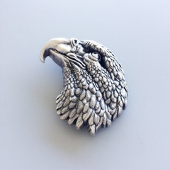 Vintage Silver Plated Eagle Head Western Belt Buckle