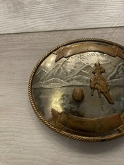 Gorgeous! Vintage German Silver Barrel Race Belt Buckle Cowboy Western Free Ship