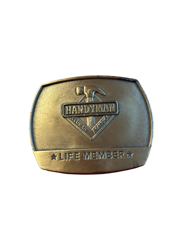 Vintage Handyman Club of America Life Member 1996 Brass Belt Buckle 3×2.5”