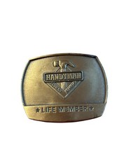 Vintage Handyman Club of America Life Member 1996 Brass Belt Buckle 3×2.5”