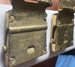 Vintage US Military Brass Web Belt Buckles Lot of 2 Vietnam RAU & Solid Brass