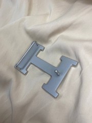 Silver H 40mm Belt Buckle 1.5` Logo Replacement Buckle Designer Style
