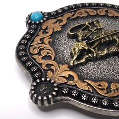 Nocona Rectangle Team Roping Roper Western Cowboy Rodeo Belt Buckle 37022