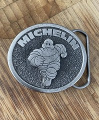 VINTAGE 80’s Michelin Man Tire Belt Buckle Made In USA, Great American Buckle Co
