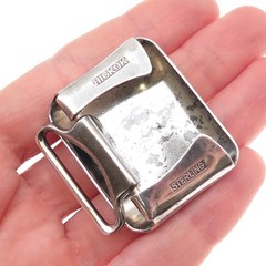 Hickok 925 Sterling Silver Antique Art Deco Enamel FLT Monogram Belt Buckle