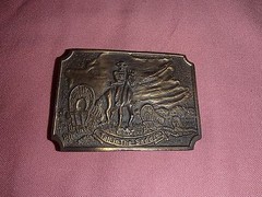 Belt Buckle Pioneer Cowboy Tall in the Saddle Brass Buckle Vintage