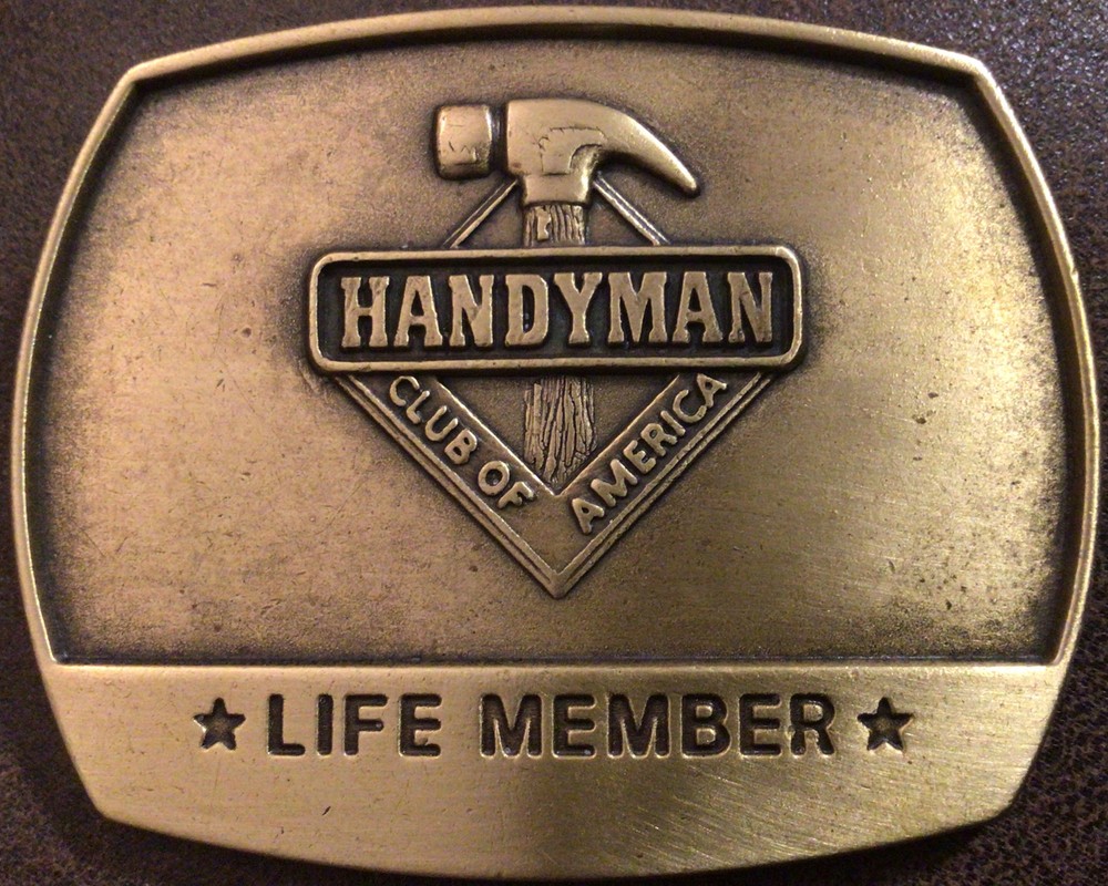 Vintage Original Handyman Club of America Life Member 1996 Brass Belt Buckle